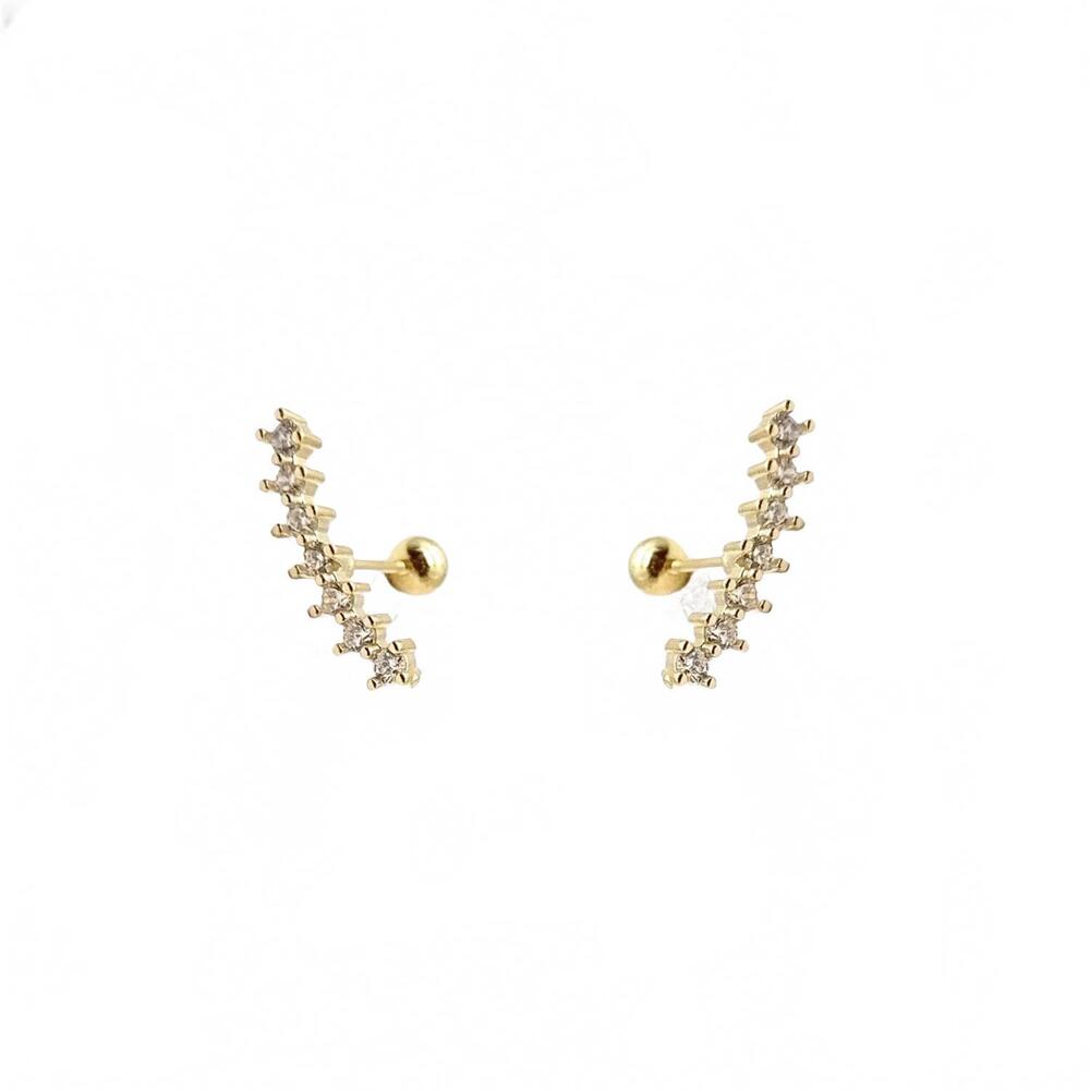 NEW KIKICHIC women's curve cubic zirconia diamond screw back earrings in yellow